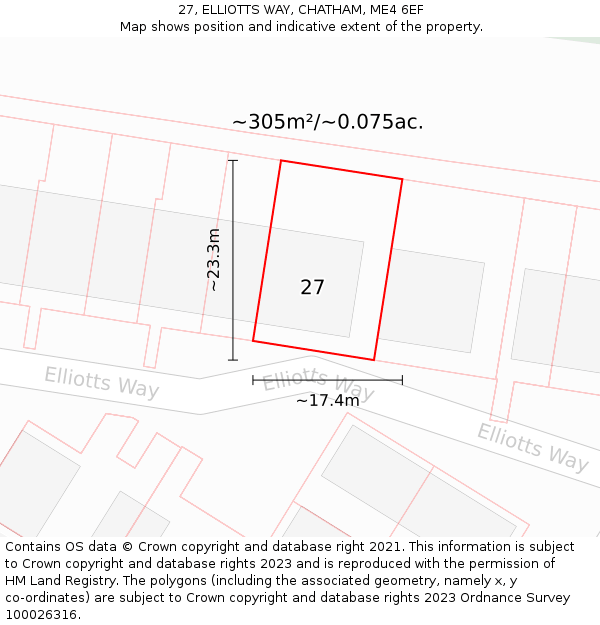 27, ELLIOTTS WAY, CHATHAM, ME4 6EF: Plot and title map