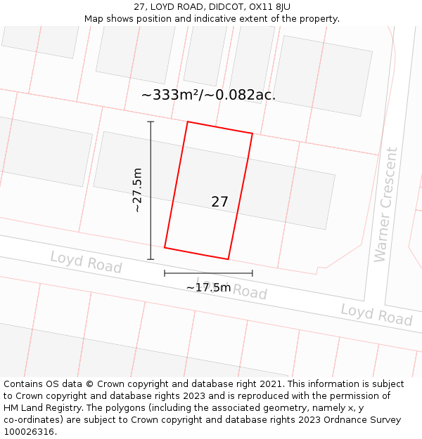 27, LOYD ROAD, DIDCOT, OX11 8JU: Plot and title map