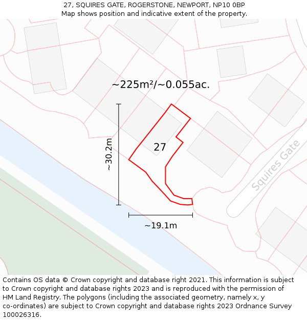 27, SQUIRES GATE, ROGERSTONE, NEWPORT, NP10 0BP: Plot and title map