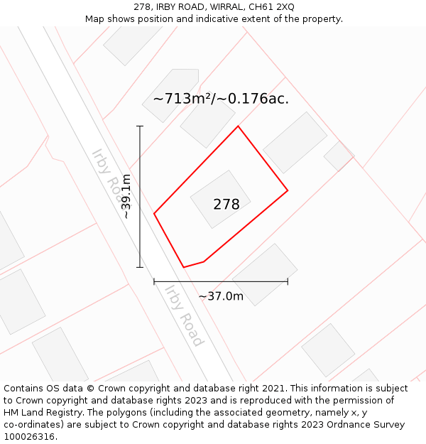 278, IRBY ROAD, WIRRAL, CH61 2XQ: Plot and title map