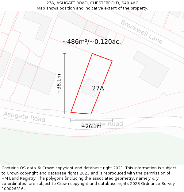 27A, ASHGATE ROAD, CHESTERFIELD, S40 4AG: Plot and title map