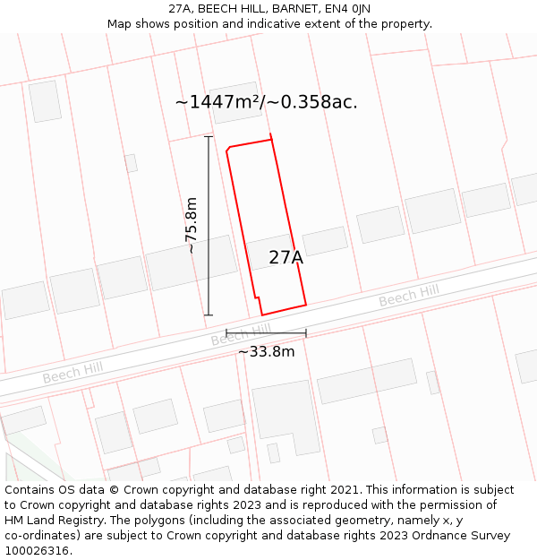 27A, BEECH HILL, BARNET, EN4 0JN: Plot and title map