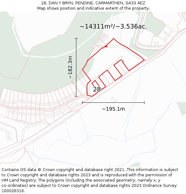 28, DAN Y BRYN, PENDINE, CARMARTHEN, SA33 4EZ: Plot and title map