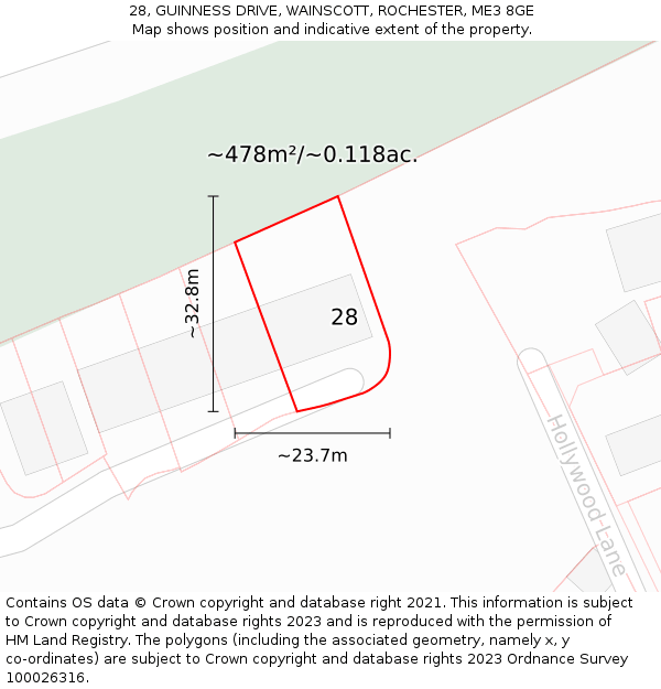 28, GUINNESS DRIVE, WAINSCOTT, ROCHESTER, ME3 8GE: Plot and title map