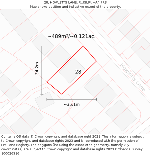 28, HOWLETTS LANE, RUISLIP, HA4 7RS: Plot and title map