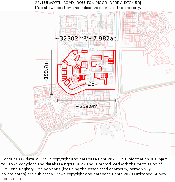 28, LULWORTH ROAD, BOULTON MOOR, DERBY, DE24 5BJ: Plot and title map