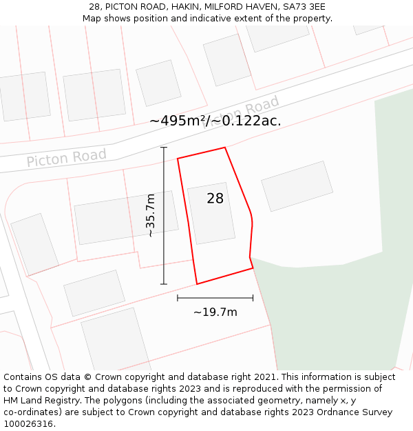 28, PICTON ROAD, HAKIN, MILFORD HAVEN, SA73 3EE: Plot and title map