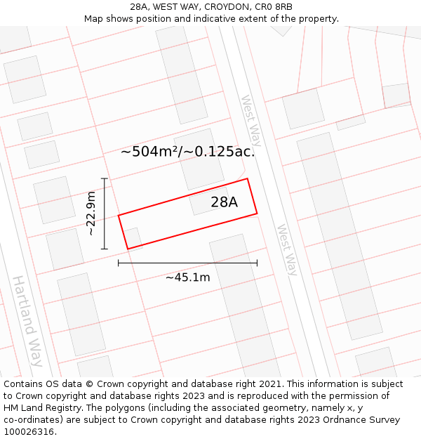 28A, WEST WAY, CROYDON, CR0 8RB: Plot and title map