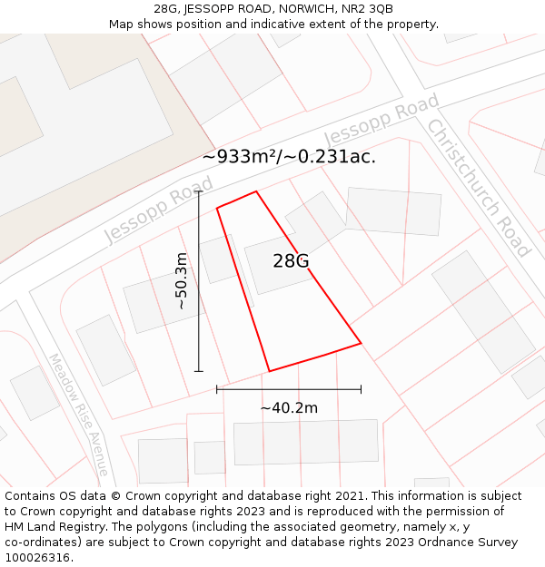 28G, JESSOPP ROAD, NORWICH, NR2 3QB: Plot and title map