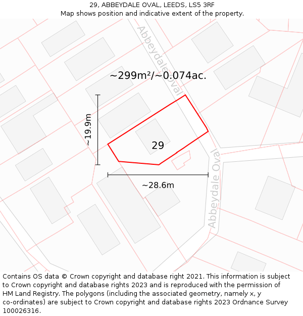 29, ABBEYDALE OVAL, LEEDS, LS5 3RF: Plot and title map