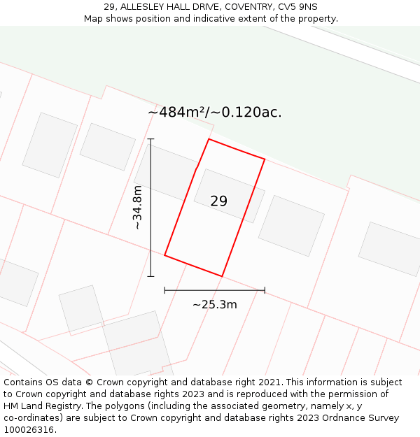 29, ALLESLEY HALL DRIVE, COVENTRY, CV5 9NS: Plot and title map