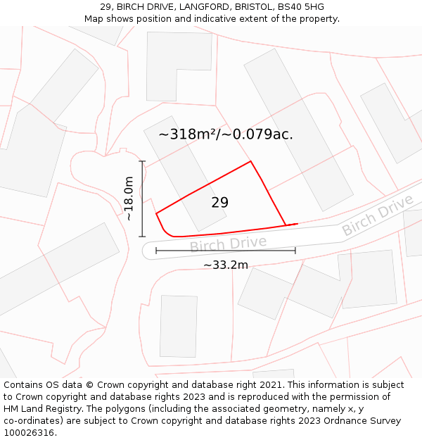 29, BIRCH DRIVE, LANGFORD, BRISTOL, BS40 5HG: Plot and title map