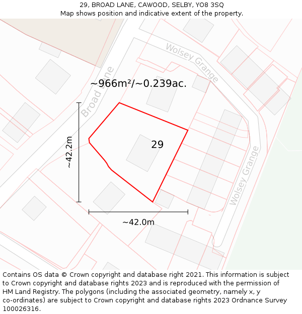 29, BROAD LANE, CAWOOD, SELBY, YO8 3SQ: Plot and title map