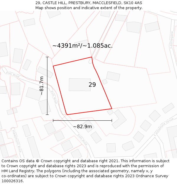 29, CASTLE HILL, PRESTBURY, MACCLESFIELD, SK10 4AS: Plot and title map