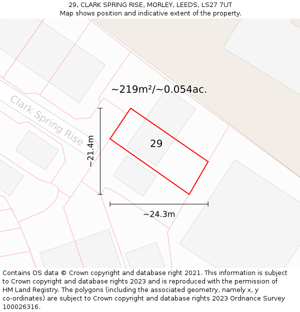 29, CLARK SPRING RISE, MORLEY, LEEDS, LS27 7UT: Plot and title map