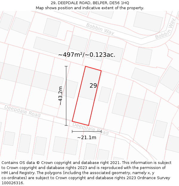 29, DEEPDALE ROAD, BELPER, DE56 1HQ: Plot and title map