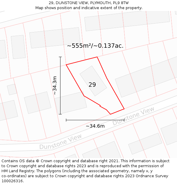 29, DUNSTONE VIEW, PLYMOUTH, PL9 8TW: Plot and title map