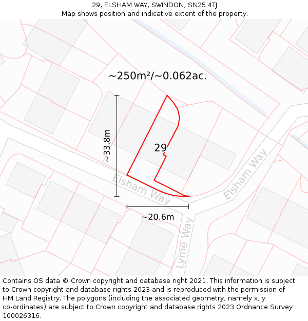 29, ELSHAM WAY, SWINDON, SN25 4TJ: Plot and title map