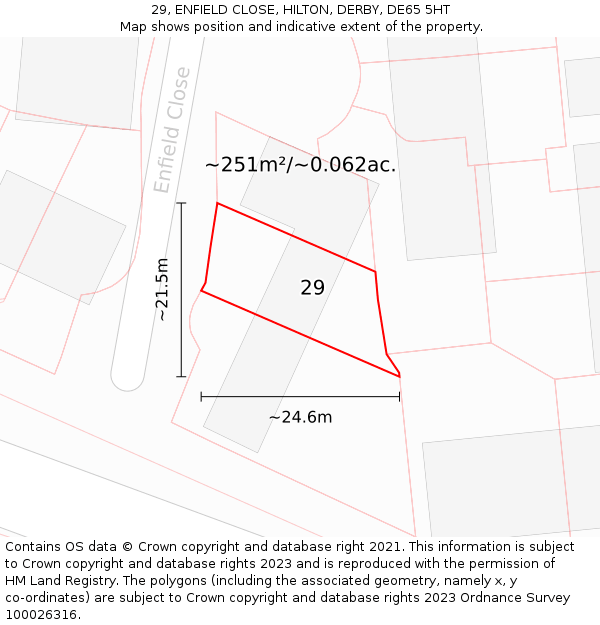 29, ENFIELD CLOSE, HILTON, DERBY, DE65 5HT: Plot and title map