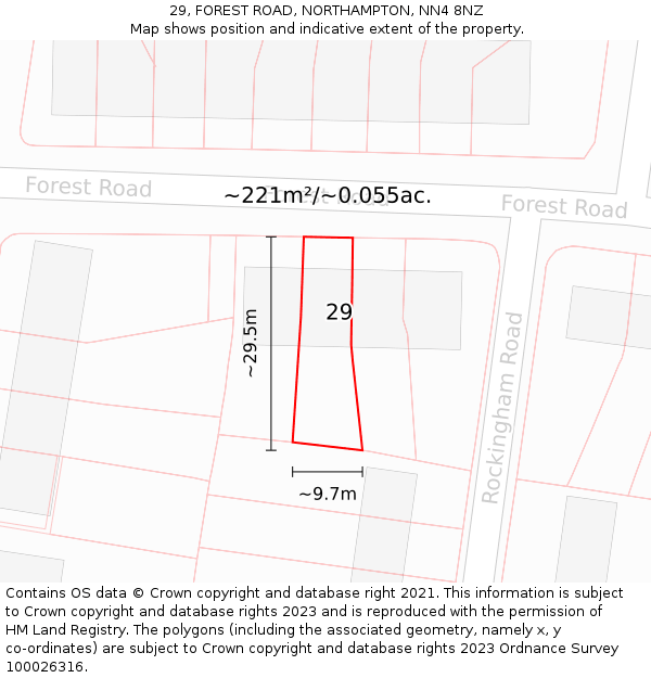 29, FOREST ROAD, NORTHAMPTON, NN4 8NZ: Plot and title map