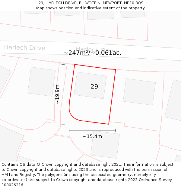 29, HARLECH DRIVE, RHIWDERIN, NEWPORT, NP10 8QS: Plot and title map