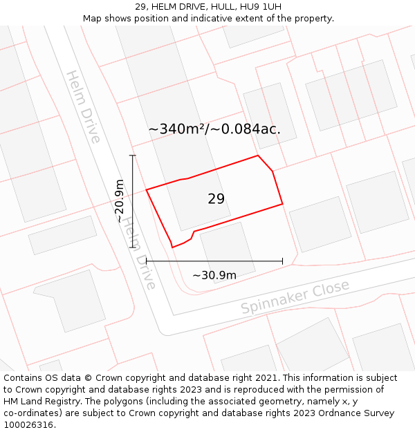 29, HELM DRIVE, HULL, HU9 1UH: Plot and title map