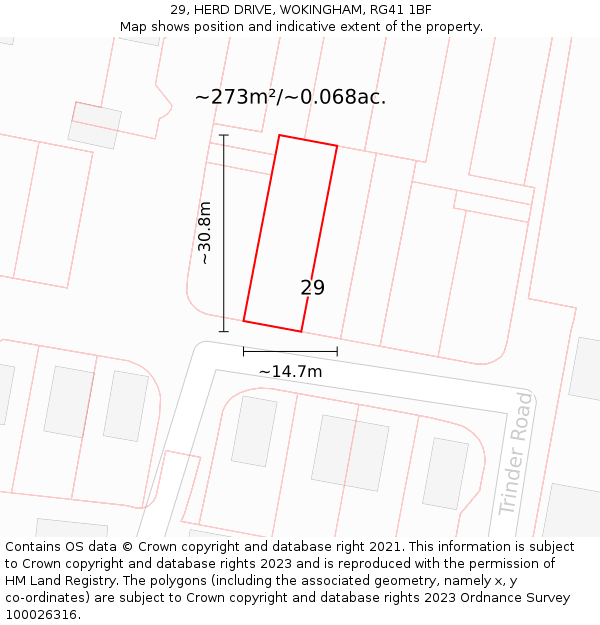 29, HERD DRIVE, WOKINGHAM, RG41 1BF: Plot and title map