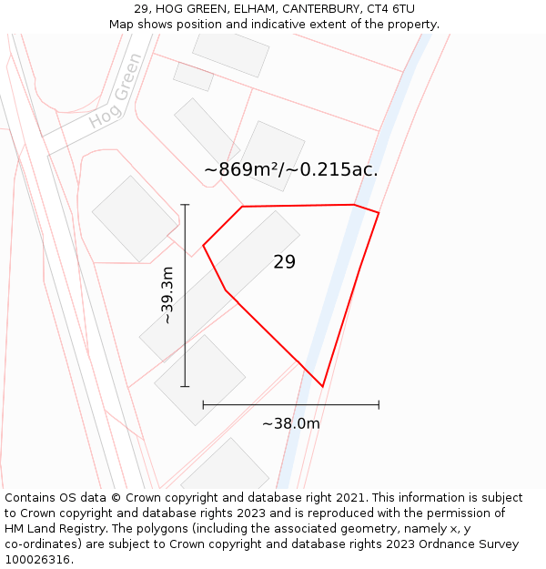 29, HOG GREEN, ELHAM, CANTERBURY, CT4 6TU: Plot and title map