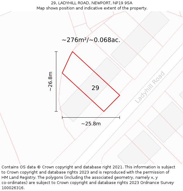 29, LADYHILL ROAD, NEWPORT, NP19 9SA: Plot and title map