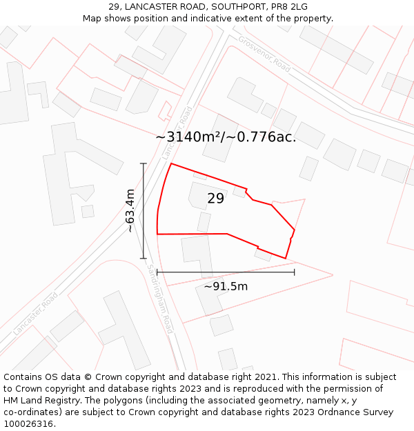 29, LANCASTER ROAD, SOUTHPORT, PR8 2LG: Plot and title map