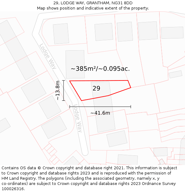 29, LODGE WAY, GRANTHAM, NG31 8DD: Plot and title map