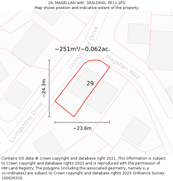 29, MAGELLAN WAY, SPALDING, PE11 2FG: Plot and title map