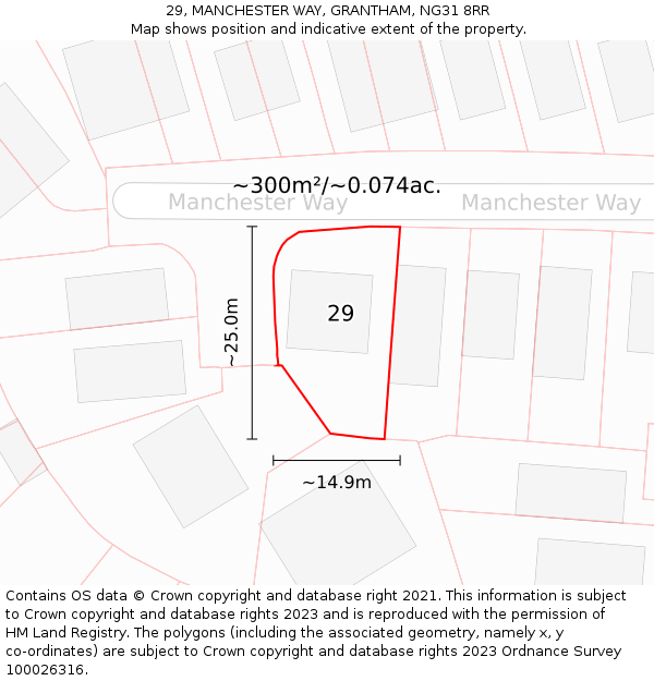 29, MANCHESTER WAY, GRANTHAM, NG31 8RR: Plot and title map