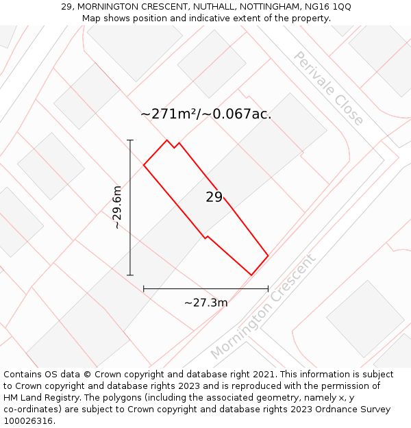 29, MORNINGTON CRESCENT, NUTHALL, NOTTINGHAM, NG16 1QQ: Plot and title map