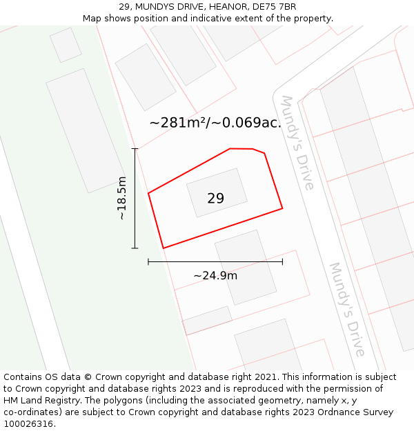 29, MUNDYS DRIVE, HEANOR, DE75 7BR: Plot and title map