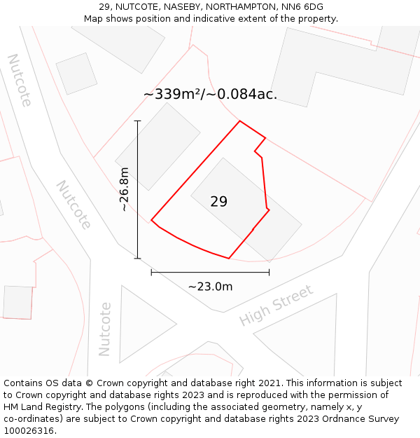 29, NUTCOTE, NASEBY, NORTHAMPTON, NN6 6DG: Plot and title map