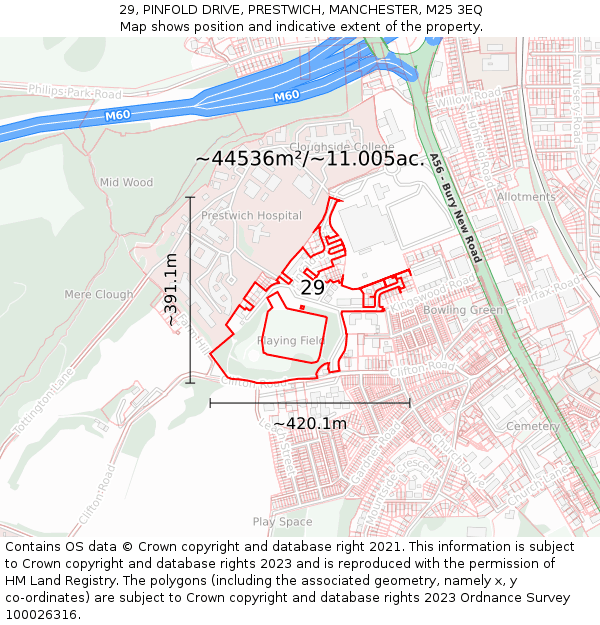 29, PINFOLD DRIVE, PRESTWICH, MANCHESTER, M25 3EQ: Plot and title map