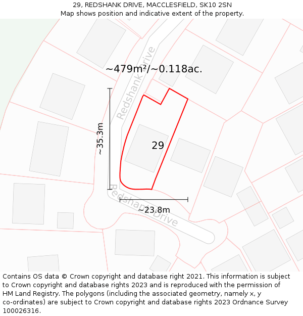 29, REDSHANK DRIVE, MACCLESFIELD, SK10 2SN: Plot and title map