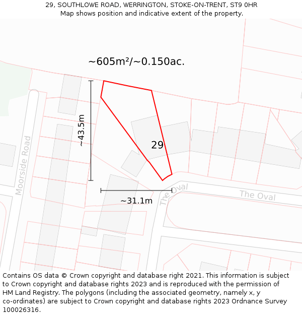 29, SOUTHLOWE ROAD, WERRINGTON, STOKE-ON-TRENT, ST9 0HR: Plot and title map