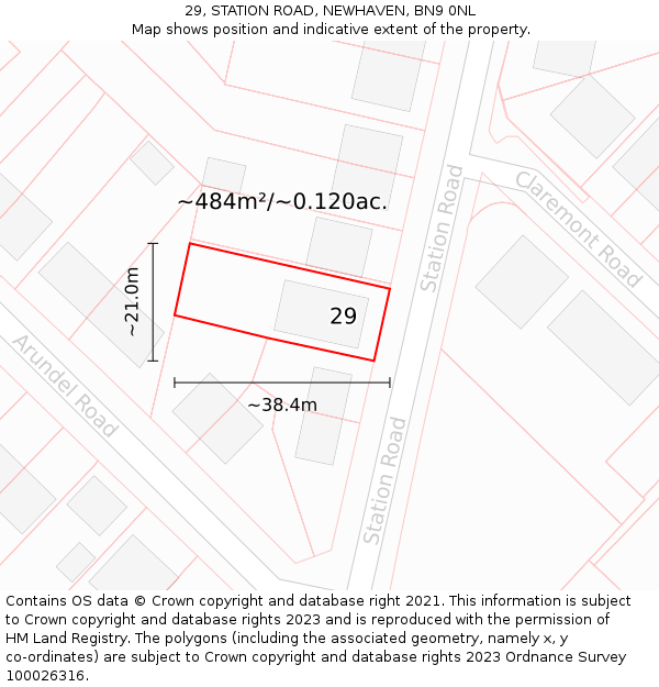 29, STATION ROAD, NEWHAVEN, BN9 0NL: Plot and title map