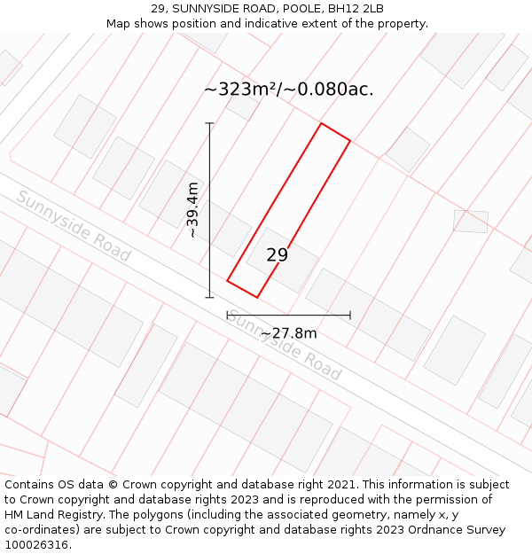 29, SUNNYSIDE ROAD, POOLE, BH12 2LB: Plot and title map