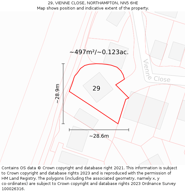 29, VIENNE CLOSE, NORTHAMPTON, NN5 6HE: Plot and title map