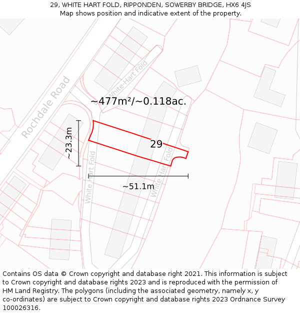 29, WHITE HART FOLD, RIPPONDEN, SOWERBY BRIDGE, HX6 4JS: Plot and title map