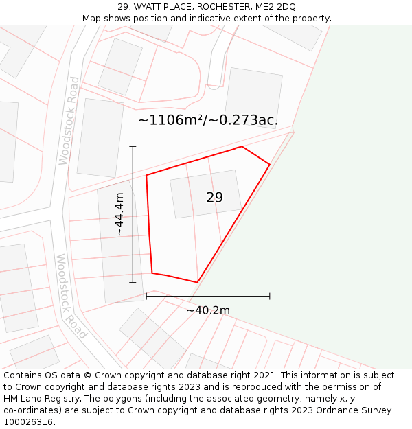 29, WYATT PLACE, ROCHESTER, ME2 2DQ: Plot and title map