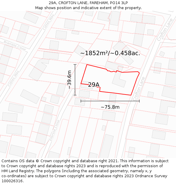 29A, CROFTON LANE, FAREHAM, PO14 3LP: Plot and title map