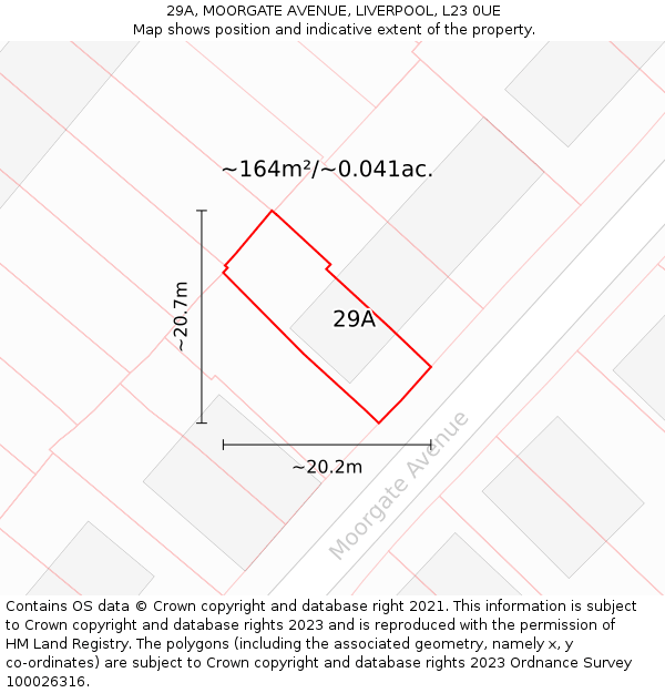 29A, MOORGATE AVENUE, LIVERPOOL, L23 0UE: Plot and title map