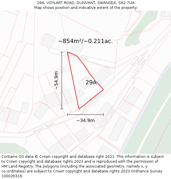 29A, VOYLART ROAD, DUNVANT, SWANSEA, SA2 7UA: Plot and title map