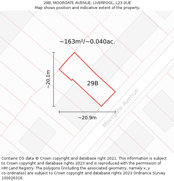 29B, MOORGATE AVENUE, LIVERPOOL, L23 0UE: Plot and title map