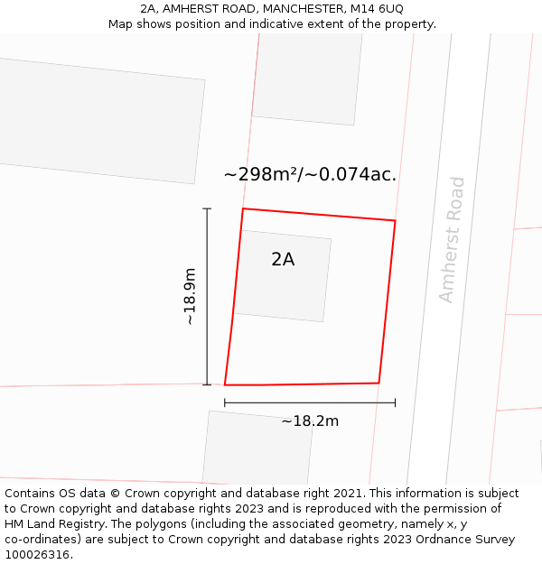 2A, AMHERST ROAD, MANCHESTER, M14 6UQ: Plot and title map