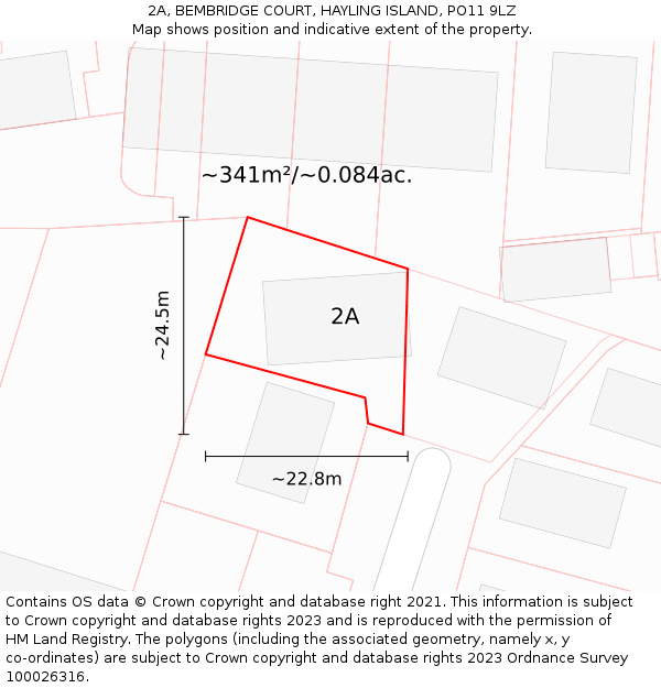 2A, BEMBRIDGE COURT, HAYLING ISLAND, PO11 9LZ: Plot and title map